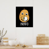 Papato Funny Potato Pun Dark BG Poster (Keuken)