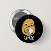 Papato Funny Potato Pun Dark BG Ronde Button 5,7 Cm (Voorkant /achterkant)