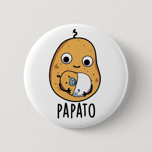 Papato Funny Potato Pun Ronde Button 5,7 Cm (Voorkant)