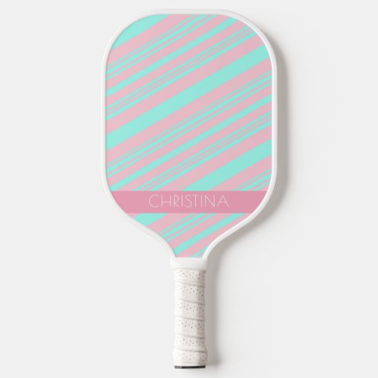 Papaver Baby Blue en Soft Pink Stripes Aangepaste  Pickleball Paddle (Voorkant)