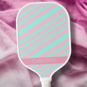 Papaver Baby Blue en Soft Pink Stripes Aangepaste  Pickleball Paddle