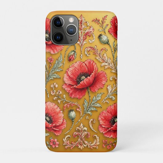 Papaver bloem gouden ontwerp Case-Mate iPhone case (Achterkant)