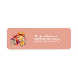 Papaver Bloemen Retouradres Label