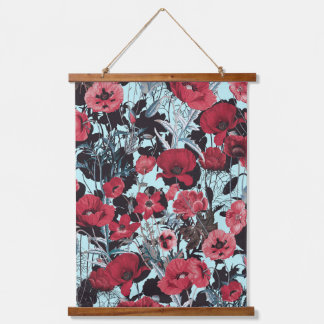 Papaver bloemmotief hangend wandkleed