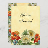 Papaver en korenbloemen aangepaste bloemuitnodigin kaart (Voorkant / Achterkant)
