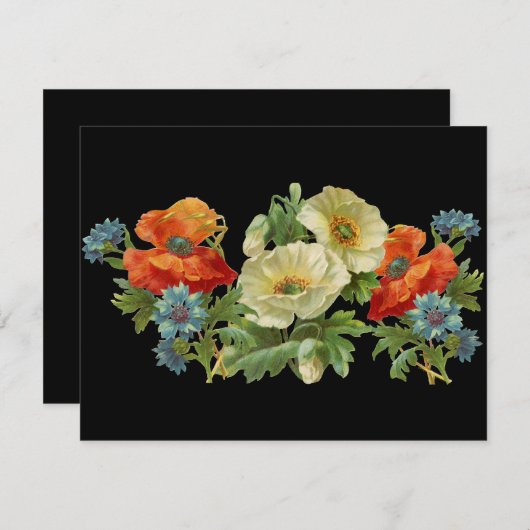 Papaver en korenbloemen aangepaste bloemuitnodigin kaart (Voorkant / Achterkant)