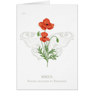 Papaver en pauw vlinder kaart