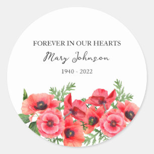 Papaver-herdenkingssticker voor klassieke ronde st sticker