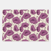 papaver in Paarse en Blauwgroen Inpakpapier Vel (Voorkant)
