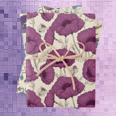  papaver in Paarse en Blauwgroen Inpakpapier Vel