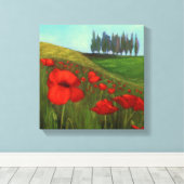 Papaver in Toscane, Italië I Canvas Afdruk (Insitu (Houten vloer))