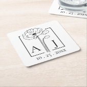 Papaver Monogram Vierkante Kartonnen Onderzetter (Schuin)