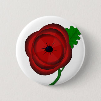 Papaver op wit - badge ronde button 5,7 cm