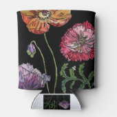  papaver op zwart Waterverf schilderen Blikjeskoeler (Achterkant)