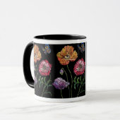  papaver op zwart Waterverf schilderen Mok (Voorkant links)