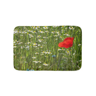 Papaver rhoeas, een rode bloem badmat