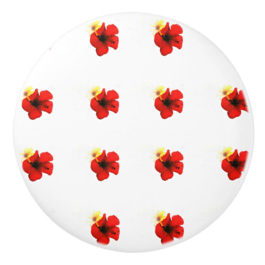 PAPAVER RODE BLOEM PATRONEN KERAMISCHE KNOP (Voorkant)