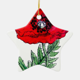 papaver rode bloemen wijnstokken bloesems keramisch ornament