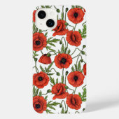 Papaver, rood en groen op wit iPhone hoesje (Achterkant)