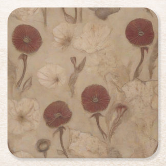 Papaver symboliseert het verval van de beschaving vierkante kartonnen onderzetter