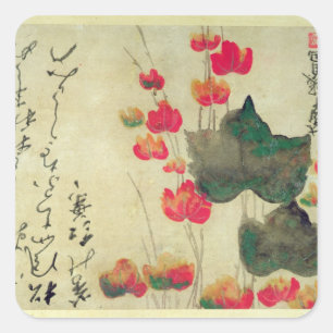 papaver vierkante sticker