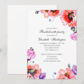 Papaver. Waterverf rood bloemenvrijgezellenfeest Kaart (Voorkant / Achterkant)