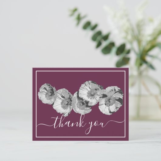 papaver Wine Achtergrond Dank u Briefkaart (Staand voorkant)
