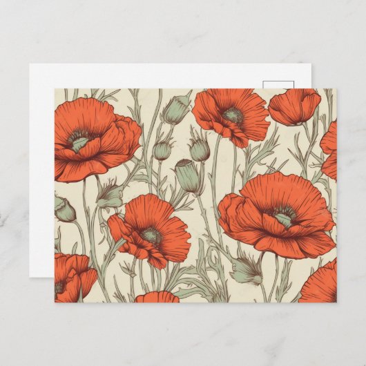 papaverbloemen briefkaart (Voorkant / Achterkant)