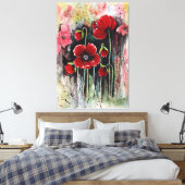 papaverbloemen in Waterverf Canvas Afdruk (Insitu (Slaapkamer))