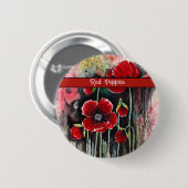 papaverbloemen in Waterverf Ronde Button 5,7 Cm (Voorkant /achterkant)