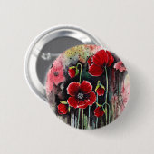 papaverbloemen in Waterverf Ronde Button 5,7 Cm (Voorkant /achterkant)