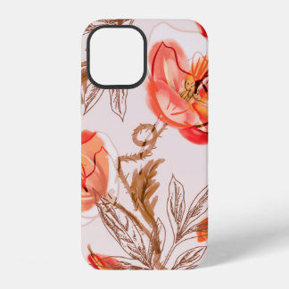 Papavers Bloemen Naadloos Patroon op een Beige Ach iPhone 12 Hoesje