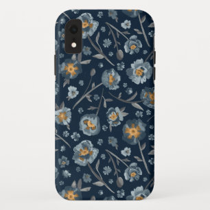Papavers bloemenpatroon blauw iPhone XR hoesje