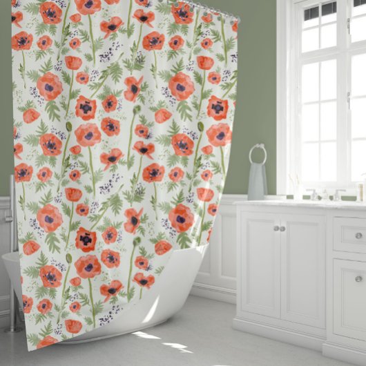Papavers bloemmotief douchegordijn