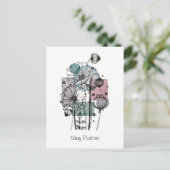 Papavers doedelen in inkt en Waterverf Briefkaart (Staand voorkant)