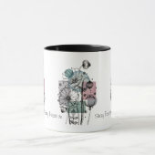 Papavers doedelen in inkt en Waterverf koffie Mok (Midden)