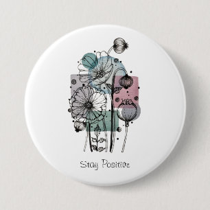 Papavers donker in inkt en Waterverf Ronde Button 7,6 Cm