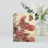  papavers en botervliegen briefkaart (Staand voorkant)