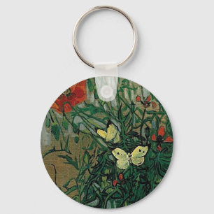 Papavers en botervliegen (F748) Van Gogh Fine Art Sleutelhanger