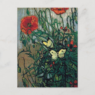 Papavers en Butterflies Van Gogh Fine Art Briefkaart