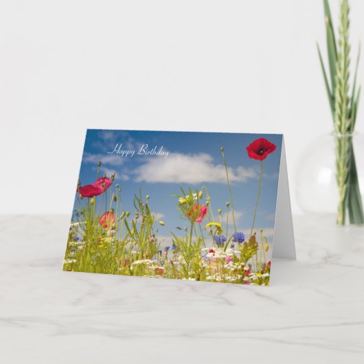 Papavers en de Kaart van de Verjaardag Wildflowers (Voorkant)