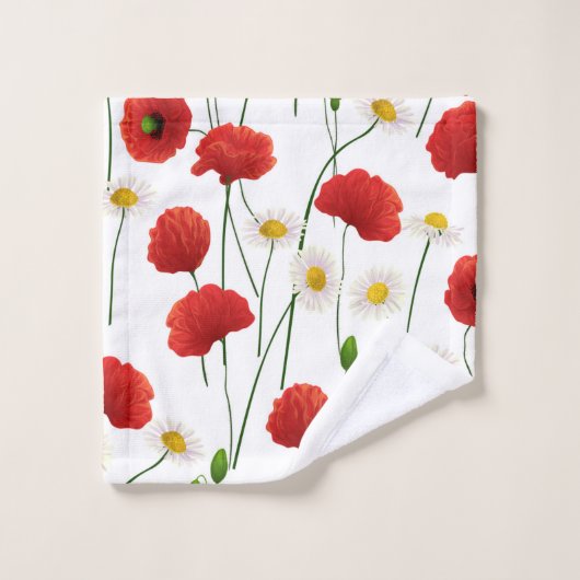 Papavers en mazen bad handdoek (Wasdoekje)