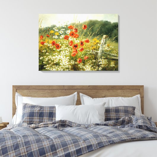Papavers en mazen canvas afdruk (Insitu (Slaapkamer))