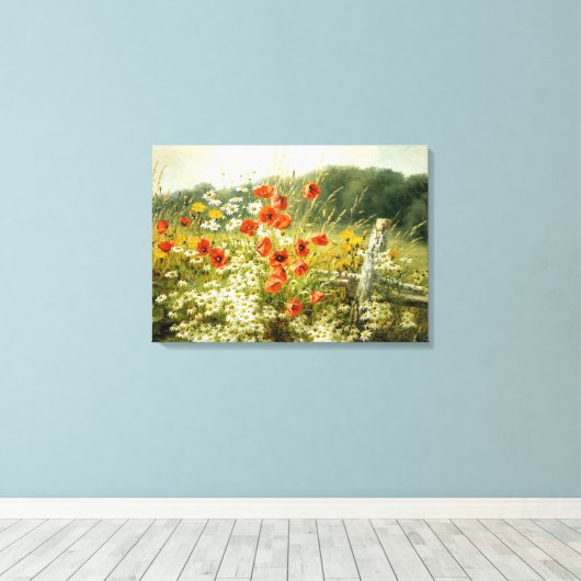 Papavers en mazen canvas afdruk (Insitu (Houten vloer))