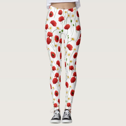 Papavers en mazen leggings (Voorkant)