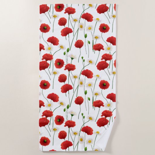 Papavers en mazen strandlaken (Voorkant)