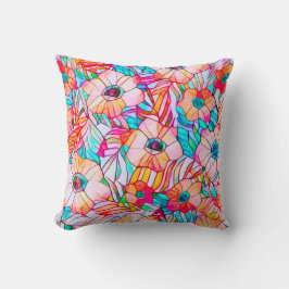 Papavers en palmvaten kussen