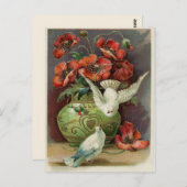  papavers en vogels briefkaart (Voorkant / Achterkant)