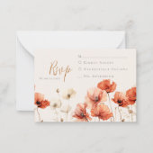 Papavers en Wildbloemen Bruiloft RSVP Notitiekaartje (Voorkant)