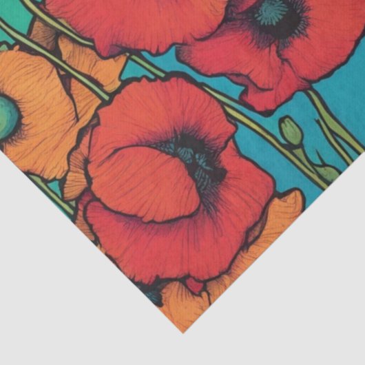 Papavers in Bloom Decoupage Papier (Detail)